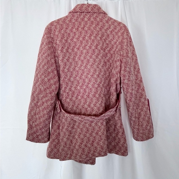 Coach Pink Herringbone Pea Coat - Picture 3 of 6